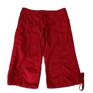 VINTAGE Y2K Pants 10 Cropped Red‎ Cotton Gathered Pockets Ties Kidcore Vacation